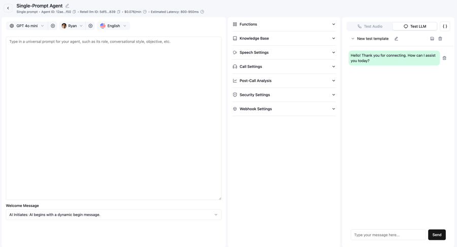 Screenshot of the LLM Playground interface