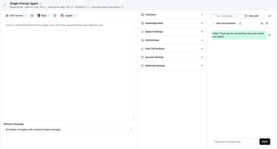 Screenshot of the LLM Playground interface